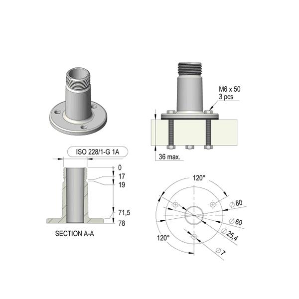 Antennebeslag AB-06 - Dæks Beslag
Chrome brass - (E179F)