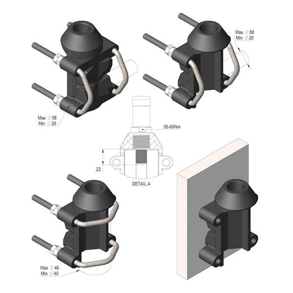 Antennebeslag AB-05 Heavy duty aluminium (N275F)