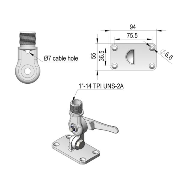 Antennebeslag AB-18 - Metal plan vippe montering (Rustfri)