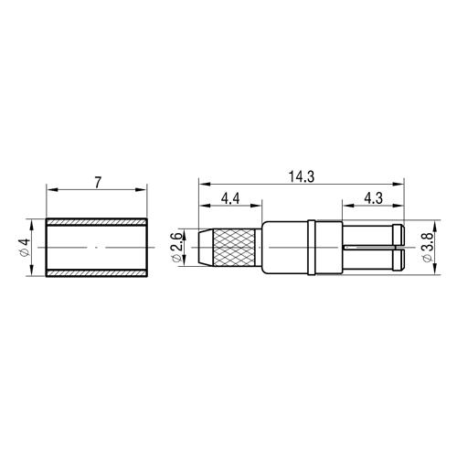 CRC9 for crimp på RG174/U / RG316