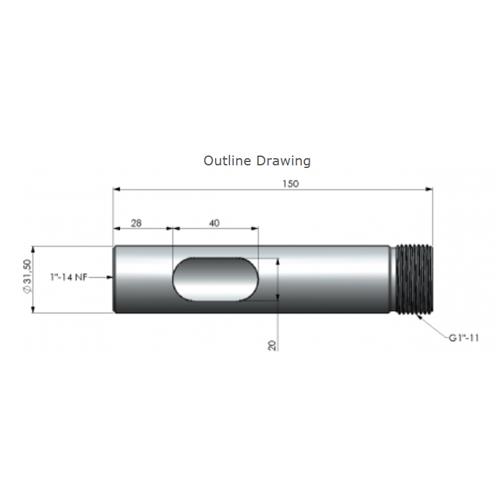 Antenne adapter rør  ADR-0 metal  1' - 1,14" Adapter rør med sidehul