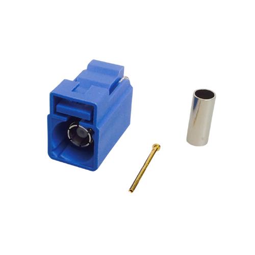 FAKRA GPS stik Hun crimp RG 174/316 kabel - Farve Blå