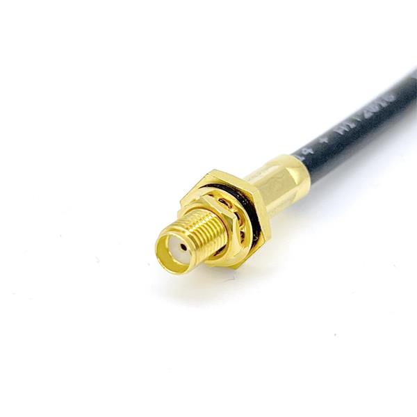SMA hun crimp chassis - RG58, RF195, HF195 - (Guld)