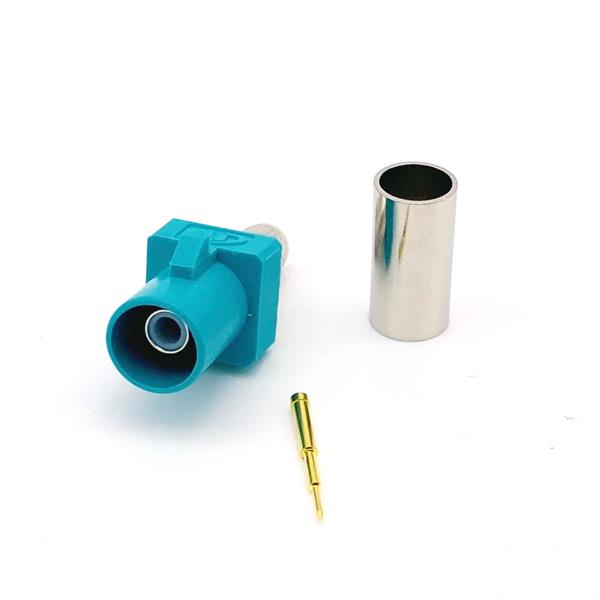 FAKRA (Z) Plug / Male - Crimp RG58 / HF195 kabe - Water Blue/Grønl