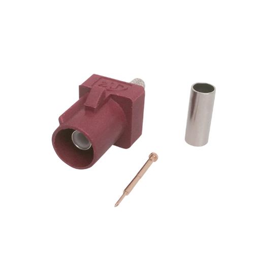 FAKRA Phono stik Han crimp RG 174/316 kabel - Farve Bordeaux