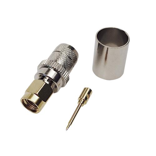 SMA han crimp / Lodde - RF400 / LMR400 / CDF400