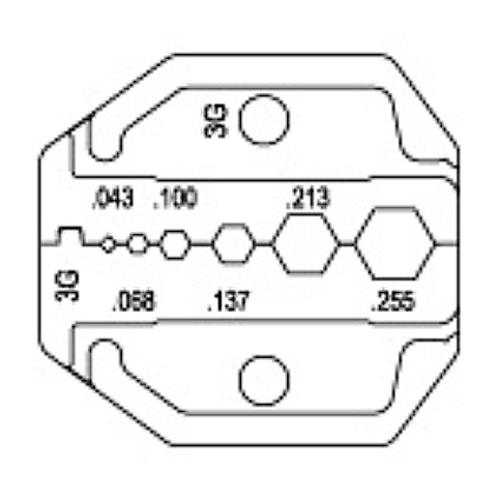 Crimp kæber HT-3G (HT-336G) RG58, 59, 62, 174, Fiber Optic 1.09/1.73/2.54/3.48/5.41/6.48mm 043”/.068”/.100”/.137”/.213””/.255”