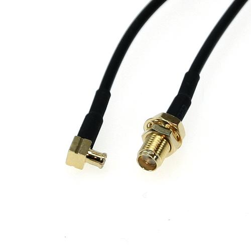 Kabel RG174U - 0,20 M. SMA hun chassis - MCX han vinkel stik
